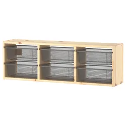 IKEA TROFAST (494.781.99) Настінна шафа, світло біла морилка сосна / темно-сірий