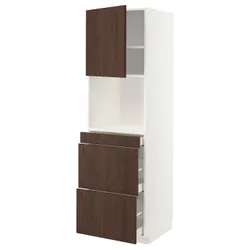 IKEA METOD / MAXIMERA(294.617.17) відділення для мікрокомбінованих дверей / 3 двер, білий/Сінарп коричневий