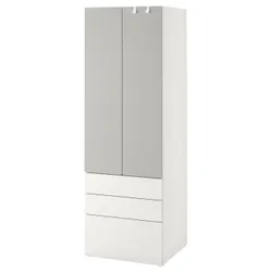 IKEA SMÅSTAD / PLATSA (994.308.45) гардероб, білий сірий / з 3 ящиками