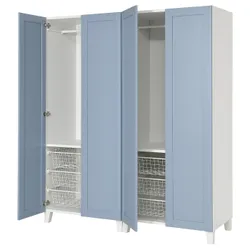 IKEA PLATSA(195.556.84) гардероб з 4 дверями, Biały/sannidal Blue