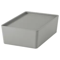 IKEA KUGGIS(295.967.64) контейнер з кришкою, світло -сірий