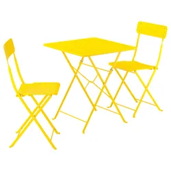 IKEA SUNDSÖ(295.730.22) стіл і 2 розкладні стільці, Зовнішній яскраво -жовтий/яскраво -жовтий