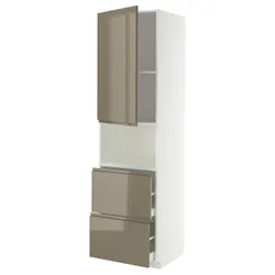 IKEA METOD / MAXIMERA(295.765.63) у дверях для мікро -дверима/2 поштовх, білий/Voxtorp Gloss Dark -brown