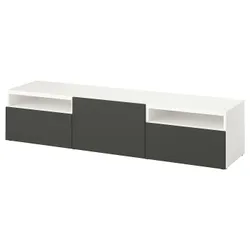 IKEA BESTÅ(695.729.78) Тумба під ТВ з ящиками та дверцятами, білий/Lappviken темно-сірий