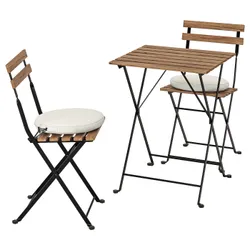 IKEA TÄRNÖ (592.708.63) стіл + 2 стільці, вул, чорний / світло-коричнева пляма / Frösön / Duvholmen бежевий