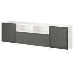 IKEA BESTÅ(195.750.07) Тумба під ТВ з дверцятами та ящиками, білий Mörtviken/Västerviken/Stubbarp циемнозари