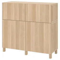 IKEA BESTÅ(294.818.43) поєднання полиці з дверцятами/шухлядами, біла пляма, імітація. dębu / Lappviken / Stubbarp