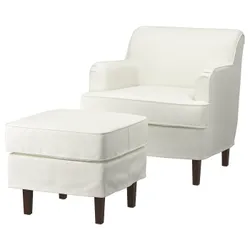 IKEA ROCKSJÖN(895.088.92) крісло з підставкою для ніг, Блекінг білий