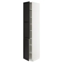 IKEA METOD(794.616.87) Висока шафа з полками/2DRZ, Білий/Лерхіттан забарвлений чорним