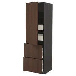 IKEA METOD / MAXIMERA(394.058.82) w sz z pół / 4 szu / drz / 2 fr, чорний/Sinarp коричневий