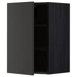 IKEA METOD(894.979.64) навісна шафа з полицями, чорний/матовий антрацит Nickebo