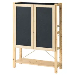IKEA IVAR(895.078.83) книжкова шафа з дверцятами, сосна/фетр