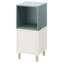 IKEA EKET(095.217.17) комбінація шаф з ніжками, білий світлий сіро-синій/дерево