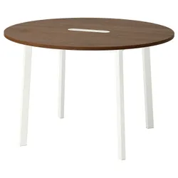 IKEA MITTZON(095.305.09) Конференц-стіл, круглий шпон горіха/білий