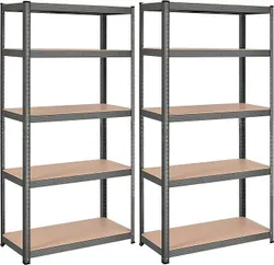 SONGMICS Heavy Duty Shelving, набір з 2 шт., складські стелажі, 180 x 90 x 40 см, безгвинтові стелажі, кожна з вантажопідйомністю