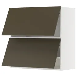 IKEA METOD(595.587.32) Горизонтальна навісна шафа з 2 дверцятами, білий/Хавсторп коричнево-бежевий