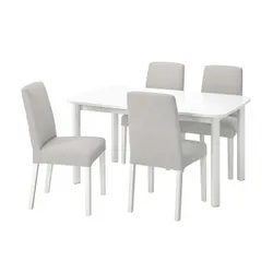 IKEA STRANDTORP / BERGMUND(194.410.89) стіл і 4 стільці, білий / Орста світло-сірий