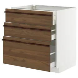 IKEA METOD / MAXIMERA(695.746.23) Шафа, що стоїть з 3 ящиками, Білий/Stensta темно -коричневий шпон