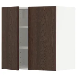 IKEA METOD(494.553.29) навісна шафа з полицями / 2 двер, білий / Сінарп коричневий