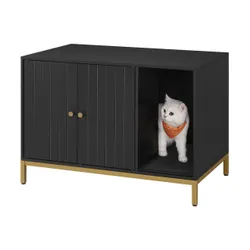 Чорна кювета вбудована в шафу для чорної кішки