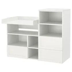 IKEA SMÅSTAD / PLATSA(795.832.50) СТОЛЬНИЙ СТАЛЬ, Білий білий кадр/з книжковою шафою
