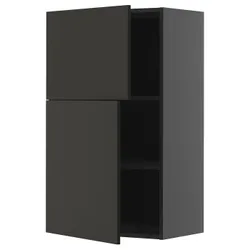 IKEA METOD(295.883.06) настінна шафа з полками/2 двері, Чарнозарій/Ніккебо матовий антрацит