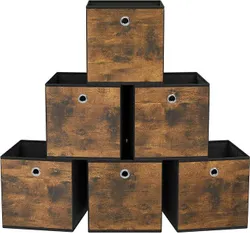 SONGMICS Storage Cubes, набір із 6 контейнерів для зберігання з ручкою, оксфордська тканина, нетканий матеріал для зберігання, 33