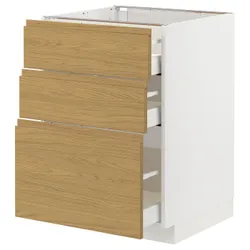 IKEA METOD / MAXIMERA(795.382.53) шафа для підлоги з 3 ящиками, білий/імітація Воксторпа дуб