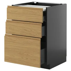 IKEA METOD / KNIVSHULT(395.872.69) ST шафа зі висувним верхом/3 -е, Czarnoszary/Voxtorp imit. дуб