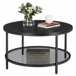 Чорний журнальний столик мармур 80 см