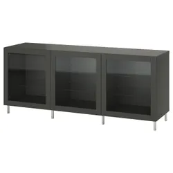 IKEA BESTÅ(695.080.77) комбінація з дверима, темно-сірий Sindvik/темно-сіре прозоре скло