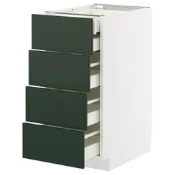 IKEA METOD / MAXIMERA(295.573.19) Шафа з 4 фасадами/2 низькими/3 середніми ящиками, білий/Хавсторп темно-зелений