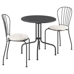 IKEA LÄCKÖ(895.753.63) Таблиця+2 стільці, зовні, Сірий/Куддарна світло -сірий -рог