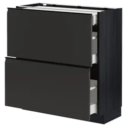 IKEA METOD / MAXIMERA(194.956.14) Шафа з 2 фасадами/3 ящиками, чорний/Upplöv матовий антрацит