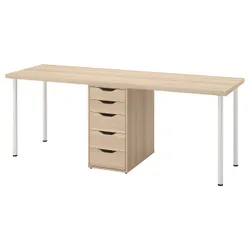 IKEA LAGKAPTEN / ALEX(296.076.68) стіл, Biała bejca/imit. білий дуб