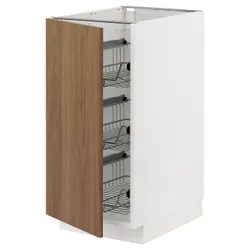 IKEA METOD(595.191.75) шафа з дротяним кошиком, білий/Тісторп імітація коричневого горіха