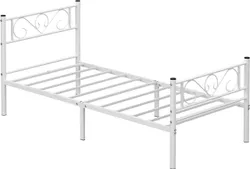 Ліжко біле металеве рама 190x90 см. Лофт