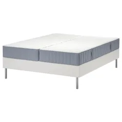 IKEA LYNGÖR(995.524.60) континентальне ліжко, Valevåg твердий/середньотвердий/блакитний білий