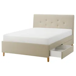IKEA IDANÄS(305.880.94) м'яке ліжко з ящиками, Бежевий Нагген