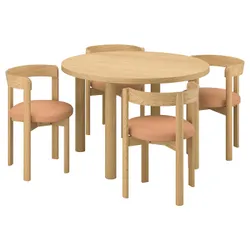IKEA STOCKHOLM 2025 / STOCKHOLM 2025(695.800.06) Стіл та 4 стільці, Окл Дуб/Дубова шкіра