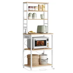 Біла та бежева кухонна стійка з силовою смугою