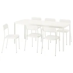 IKEA VIHALS / VIHALS(595.899.60) Стіл та 6 стільців, білий/білий