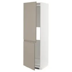 IKEA METOD(994.921.74) шафа висока для холодильника або морозильної камери з 2 ящиками, білий/Upplöv матовий темно-бежевий