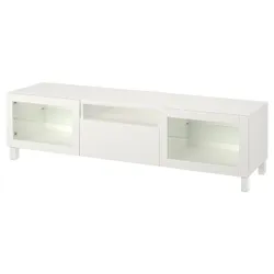 IKEA BESTÅ(993.291.97) тумба під телевізор, біле / Lappviken / Stubbarp біле прозоре скло