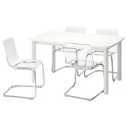 IKEA STRANDTORP / TOBIAS(393.886.70) стіл і 4 стільці, білий / прозорий