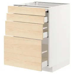 IKEA METOD / MAXIMERA(094.338.48) шафа з висувною стільницею / 3 шухляди, білий / Askersund світлий попелястий малюнок