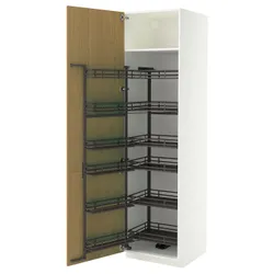 IKEA METOD(996.016.82) Високий шафа з висувною коморою, Білий/Сінарп навколо дуба
