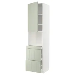 IKEA METOD / MAXIMERA(694.872.73) Шафа НВЧ комбінована з дверцятами/3 ящики, білий/Stensund світло-зелений