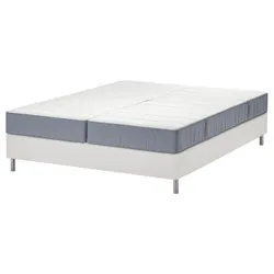 IKEA LYNGÖR(995.534.31) континентальне ліжко, Vesteröy твердий/середньотвердий/блакитний білий