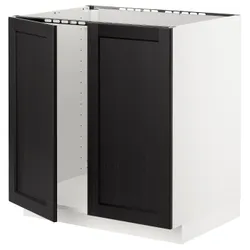IKEA METOD(394.589.98) перша раковина / 2 двері, білий/забарвлений лерхітановим чорним